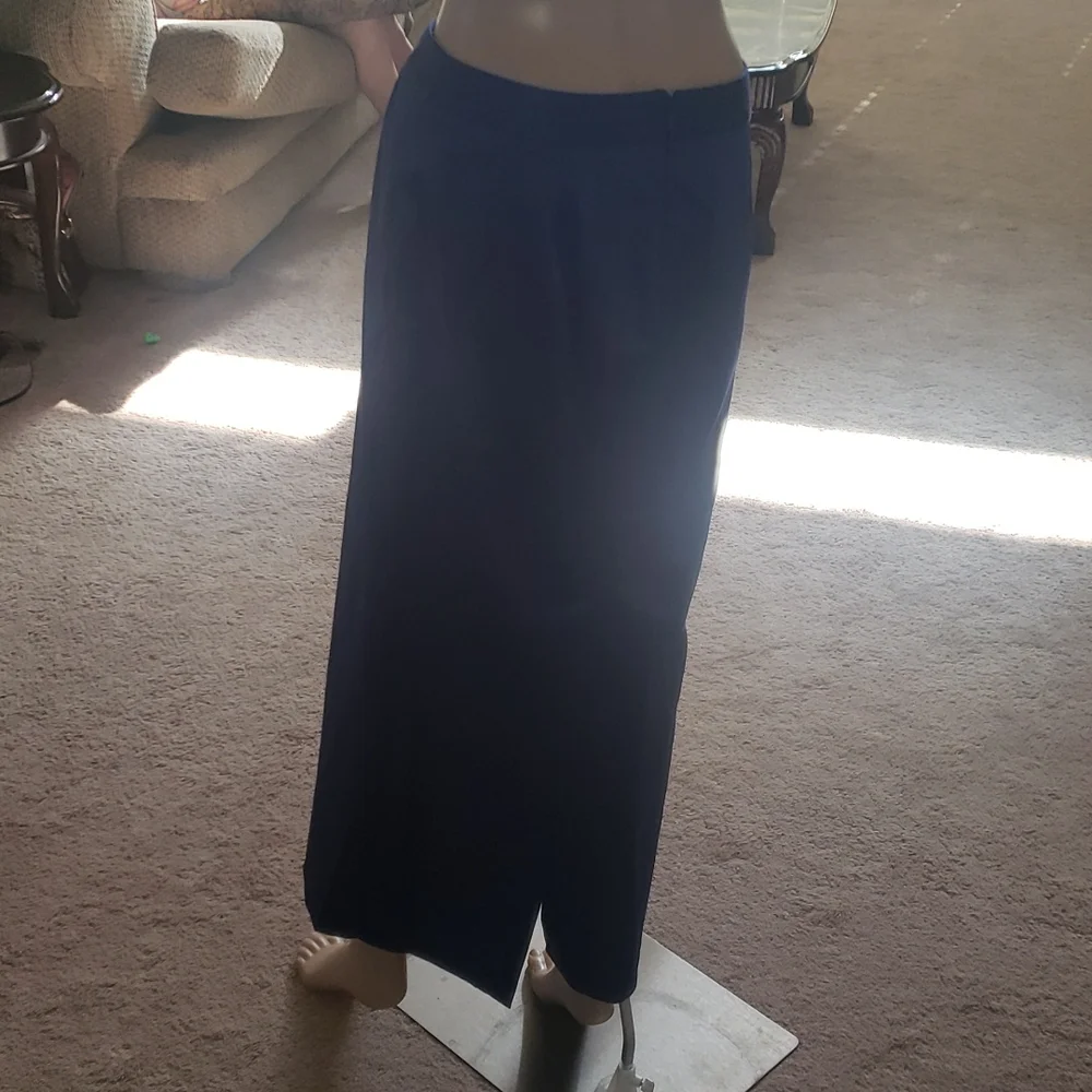 NWT Talbots 6p piercing blue satin maxi party skirt with pockets - Picture 5 of 8